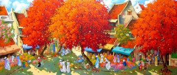 アジア人 Painting - 春の花市場 ベトナム アジア